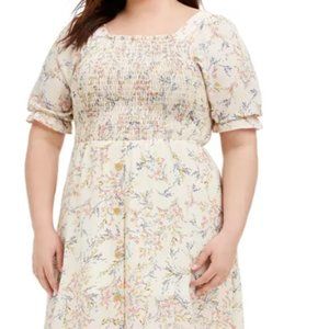 Monteau Los Angeles Floral Midi Dress, Ivory Floral, 2X